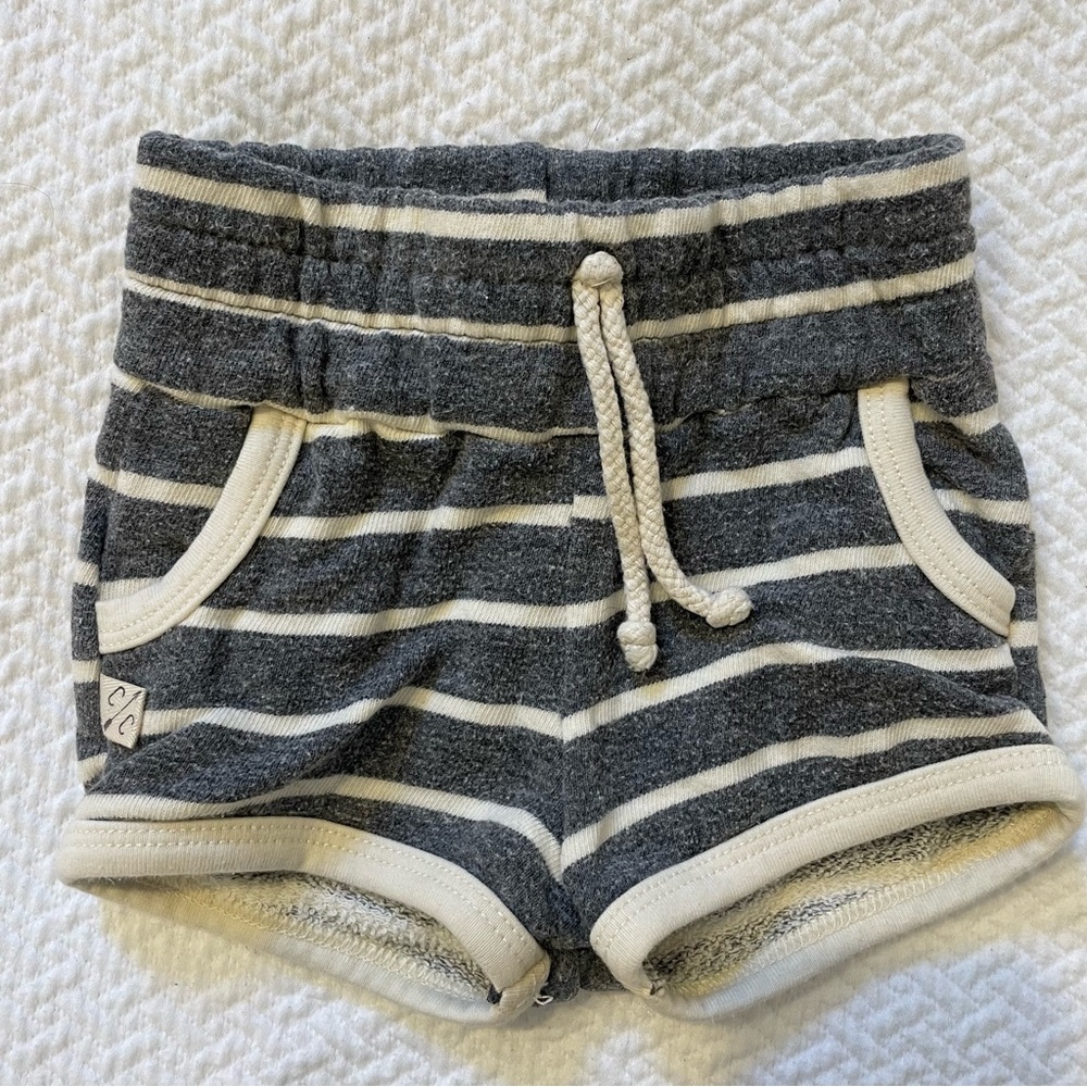 Childhoods clothing, retro shorts Striped Gray and White Kids Shorts